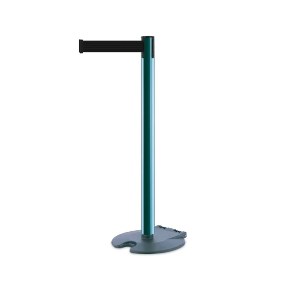 Mobilní zahrazovací sloupek Rollabarrier, zelený – černé pásmo 3,65 m