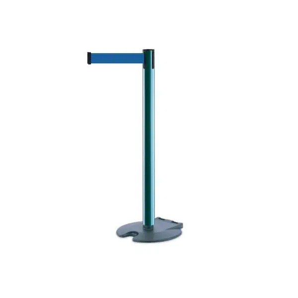 Mobilní zahrazovací sloupek Rollabarrier, zelený – modré pásmo 2,3 m