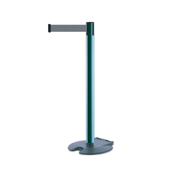 Mobilní zahrazovací sloupek Rollabarrier, zelený – šedé pásmo 3,65 m