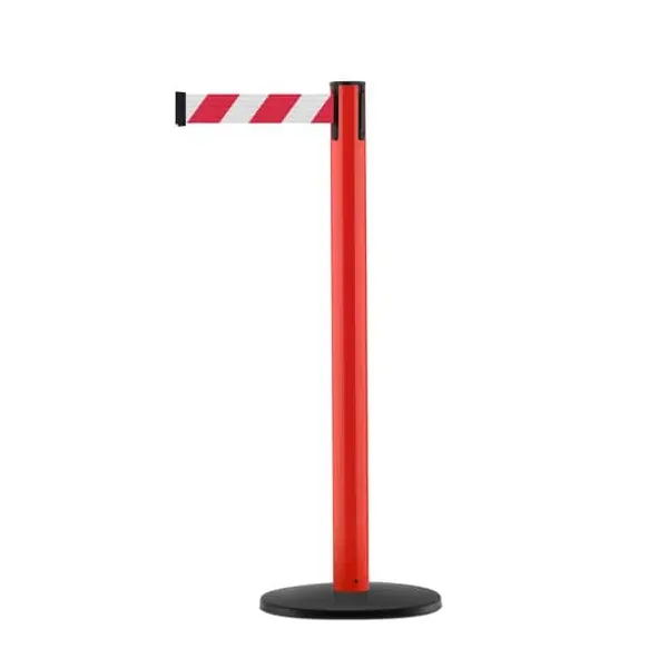 Mobilní zahrazovací sloupek Utility s podstavou Basic ABS, červený – červeno-bílé pásmo 2,3 m