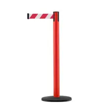 Mobilní zahrazovací sloupek Utility s podstavou Basic ABS, červený – červeno-bílé pásmo 3,65 m
