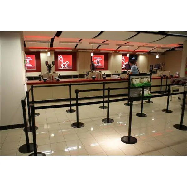 Mobilní zahrazovací sloupek Utility s podstavou Basic ABS, žlutý – žluté pásmo 3,65 m