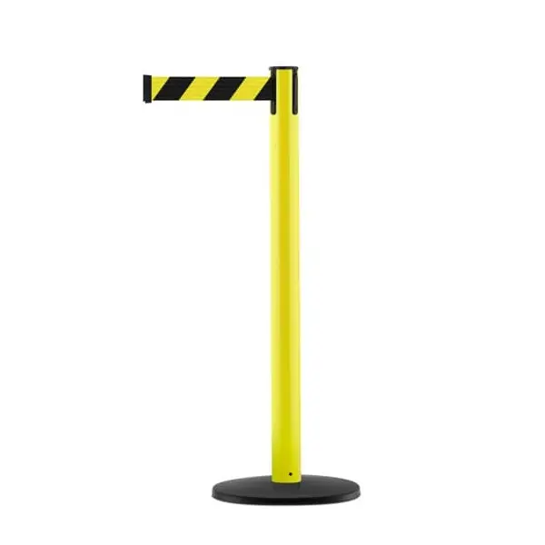 Mobilní zahrazovací sloupek Utility s podstavou Basic ABS, žlutý – žluto-černé pásmo 2,3 m