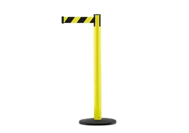 Mobilní zahrazovací sloupek Utility s podstavou Basic ABS, žlutý – žluto-černé pásmo 3,65 m