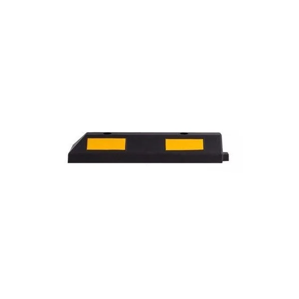 Modulární parkovací doraz pro automobily s reflexními pruhy, koncový díl – 610×145×120 mm, černo-žlutá