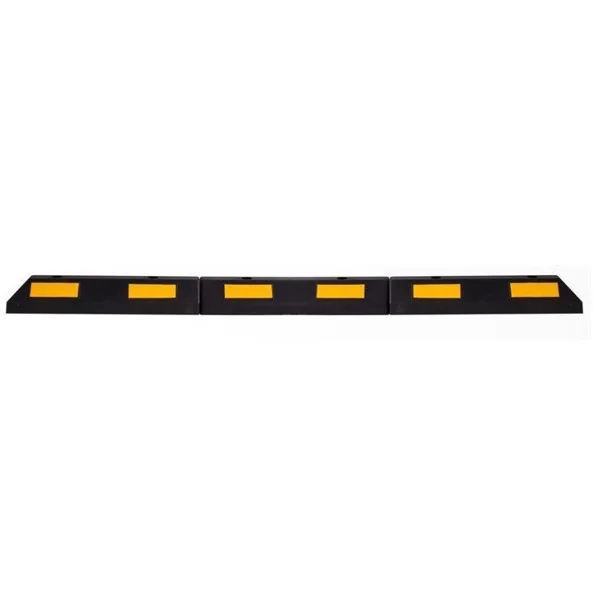 Modulární parkovací doraz pro automobily s reflexními pruhy, koncový díl – 610×145×120 mm, černo-žlutá