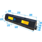 Modulární parkovací doraz pro automobily s reflexními pruhy, průběžný díl – 610×145×120 mm, černo-žlutá