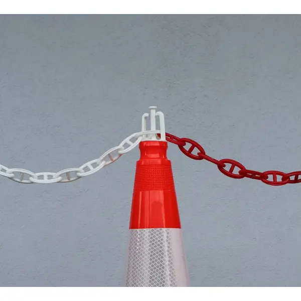 Nástavec na dopravní kužel RotaCap Universal, otočný pro uchycení plastového řetězu a vytyčovací pásky – bílá