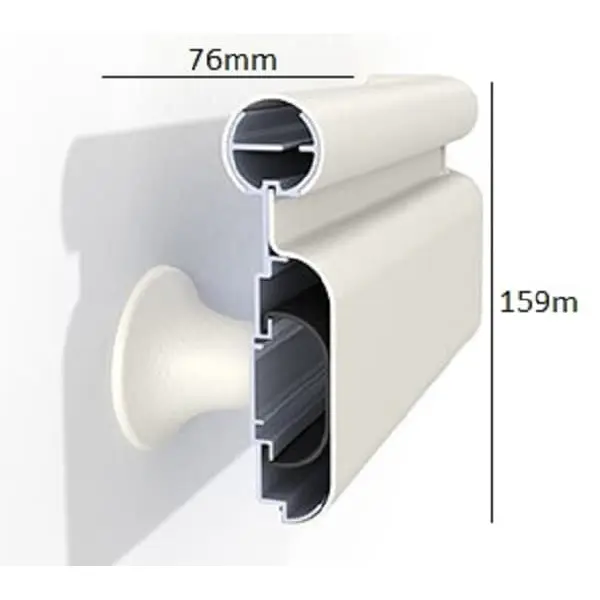 Nástěnné madlo Handrail 3110 – PVC, barva standard dle vzorníku, 159 mm × 3,66 m, včetně 7 nástěnných konzol