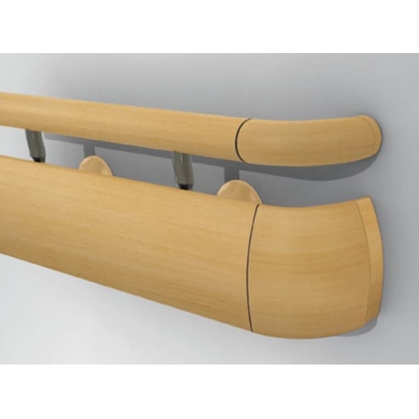 Nástěnné madlo Handrail 3400, barva standard dle vzorníku, 200 mm × 3,66 m, včetně 7 nástěnných konzol