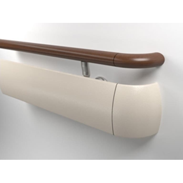 Nástěnné madlo Handrail 3530 – PVC-u, barva standard dle vzorníku, 200 mm × 3,66 m, včetně 7 nástěnných konzol