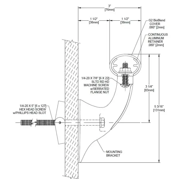 Nástěnné madlo Handrail 920 – PVC, barva standard dle vzorníku, 38 mm × 3,66 m, včetně 7 nástěnných konzol