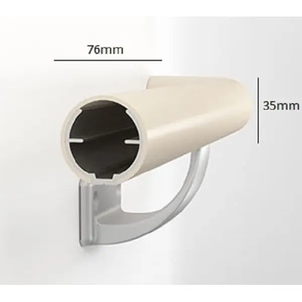 Nástěnné madlo Handrail 940 – PVC, barva standard dle vzorníku, 40 mm × 3,66 m, včetně 7 nástěnných konzol