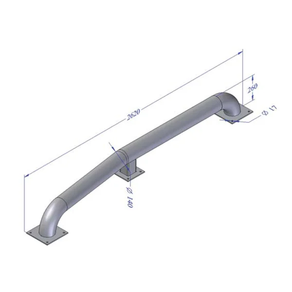 Naváděče kol pro nákladní auta, pozinkovaná ocel, d. 2620 mm, v. 260 mm, pr. 140 mm, tl. 3 mm (pár)