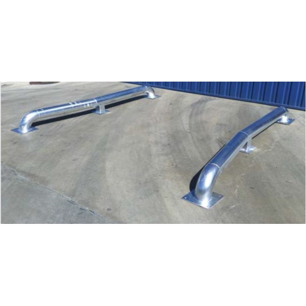 Naváděče kol pro nákladní auta, pozinkovaná ocel, d. 2620 mm, v. 260 mm, pr. 140 mm, tl. 3 mm (pár)