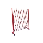 Nůžková roztahovací zábrana Standard se 4 kolečky, červeno-bílá