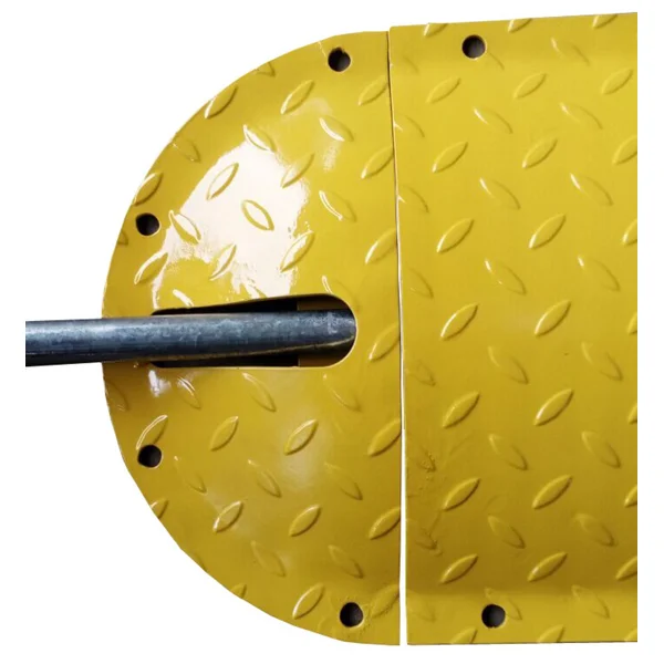 Ocelový retardér – kabelový přejezd 25 km/h, 40 t, sada 2 ks, koncový díl – 180×360×50 mm, žlutá