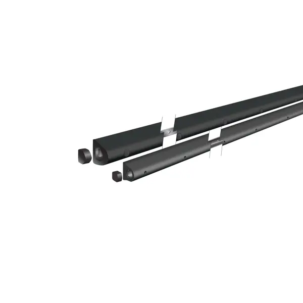Ochrana stěn a rohů, pryžový nárazník Rubber D s ocelovou výztuhou – černá, 75×65×3500 mm
