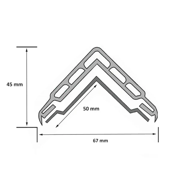Ochranný rohový profil RubberAlu – pryž s hliníkovým profilem, 1140×50 mm