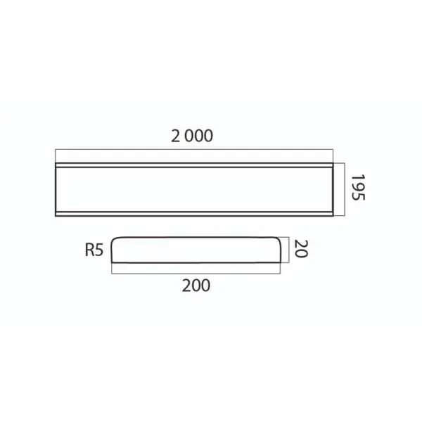 Okopová deska, chránič stěn WallProtec Standard se zaoblenými hranami – plast, šedá, 2000×200×15 mm