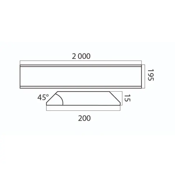 Okopová deska WallProtec Hygienic se zkosenou hranou – plast, bílá/mléčná, 2000×195 mm (1×/1×)
