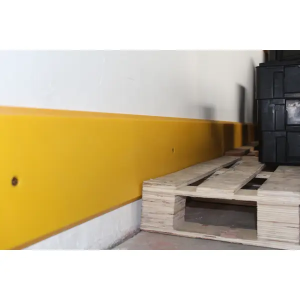 Okopová deska WallProtec Premium se zkosenou hranou – plast, žlutá, 2000×195 mm (2×/2×)