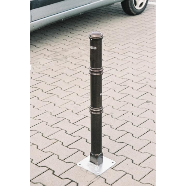 Ozdobný sloupek ANTIK – kov, černo-měděná, 900 mm, pevný s deskou