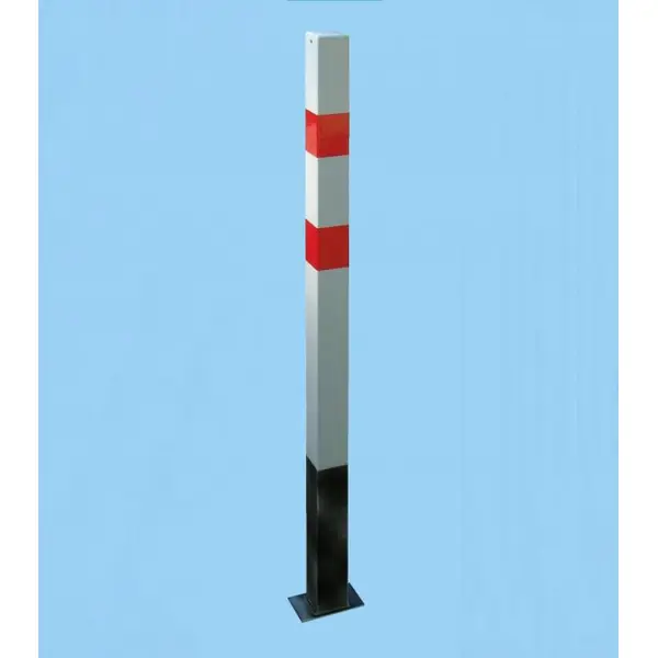 Parkovací sloupek BASIC – ocel, bílo-červená, 1050 mm, pevný k zabetonování