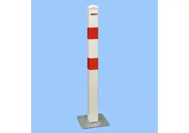 Parkovací sloupek BASIC – ocel, bílo-červená, 800 mm, pevný s deskou