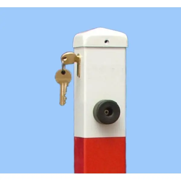 Parkovací sloupek BASIC – ocel, bílo-červená, 800 mm, sklopný, zámek FAB