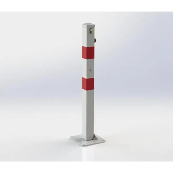 Parkovací sloupek BASIC – ocel, bílo-červená, 800 mm, sklopný, zámek FAB