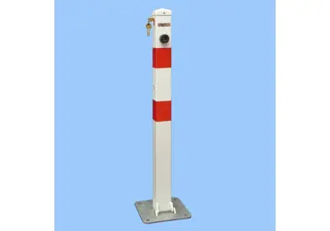 Parkovací sloupek BASIC – ocel, bílo-červená, 800 mm, sklopný, zámek FAB