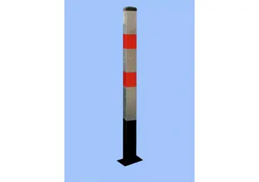 Parkovací sloupek BASIC – ocel, stříbrno-červená, 1050 mm, pevný k zabetonování