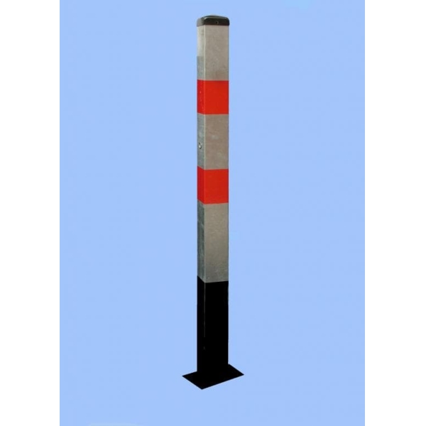 Parkovací sloupek BASIC – ocel, stříbrno-červená, 1050 mm, pevný k zabetonování