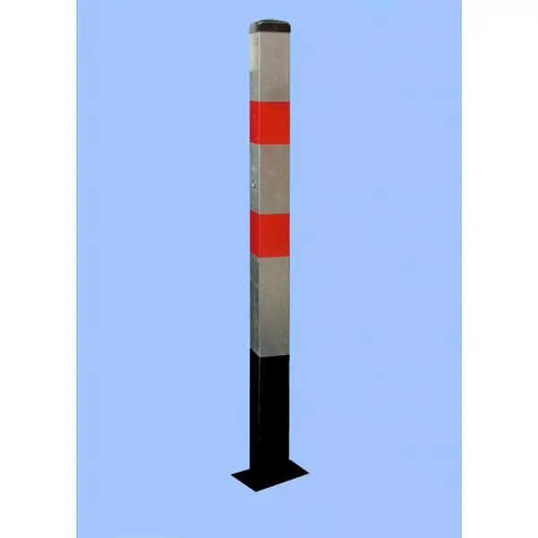 Parkovací sloupek BASIC – ocel, stříbrno-červená, 1050 mm, pevný k zabetonování