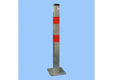 Parkovací sloupek BASIC – ocel, stříbrno-červená, 800 mm, pevný s deskou