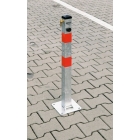 Parkovací sloupek BASIC – ocel, stříbrno-červená, 800 mm, sklopný, zámek FAB