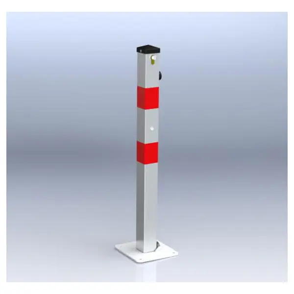 Parkovací sloupek BASIC – ocel, stříbrno-červená, 800 mm, sklopný, zámek FAB