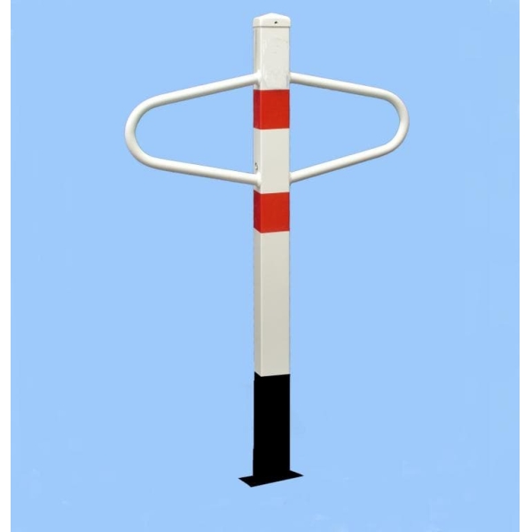Parkovací sloupek MOTÝLEK – ocel, bílo-červená, 1050×590 mm, pevný k zabetonování