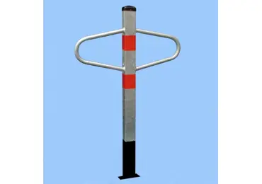Parkovací sloupek MOTÝLEK – ocel, stříbrno-červená,1050×590 mm, pevný k zabetonování