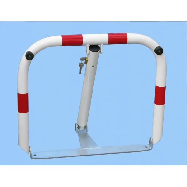 Parkovací zábrana U60 – ocel, bílo-červená, 510×600 mm, sklopná