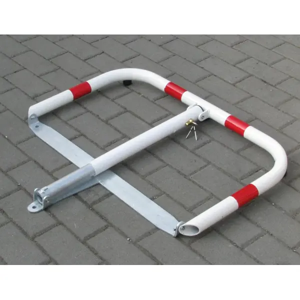 Parkovací zábrana U80 – ocel, bílo-červená, 510×800 mm, sklopná