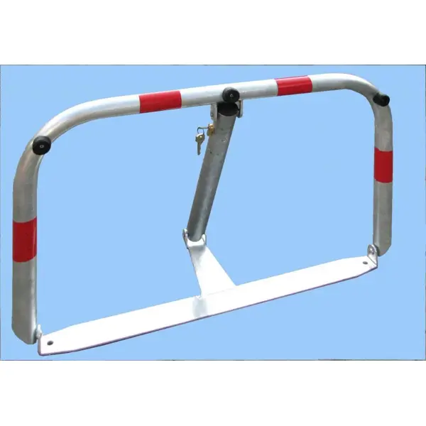Parkovací zábrana U80 – ocel, stříbrno-červená, 510×800 mm, sklopná, zámek FAB
