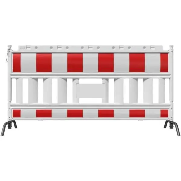 Plastová bezpečnostní zábrana Basic Steel EURO2 bez světelného adaptéru – retroreflexní fólie RA1, červeno-bílá, 2,1×1 m