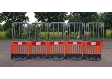 Plastový mobilní plot, bezpečnostní zábrana StrongFence (PlasticTop) – 2000×1000 mm, oranžová (šedá)