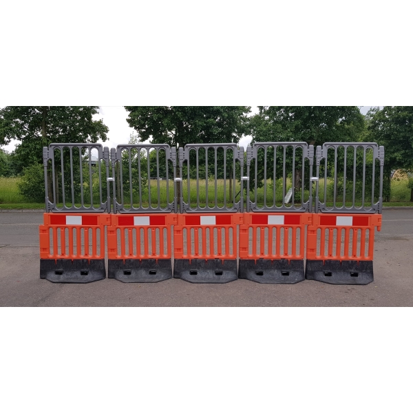 Plastový mobilní plot, bezpečnostní zábrana StrongFence (PlasticTop) – 2000×1000 mm, oranžová (šedá)