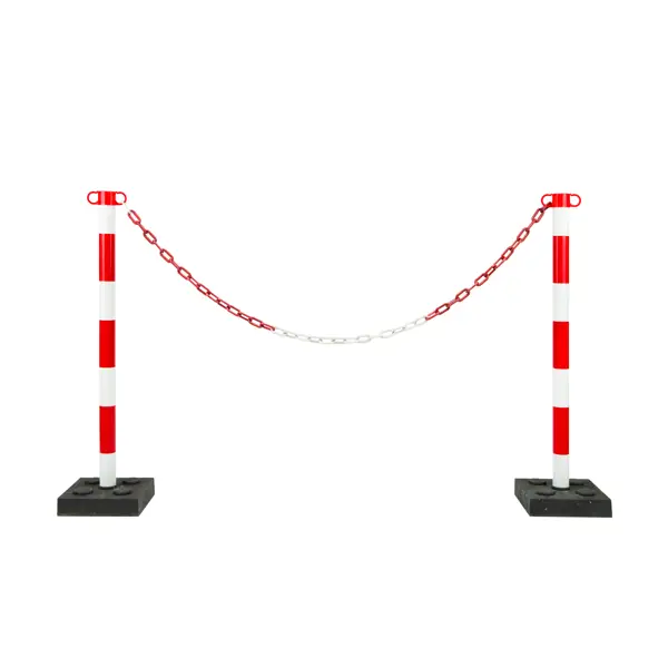 Plastový řetěz – červeno-bílá, 25 m × 7,5 mm