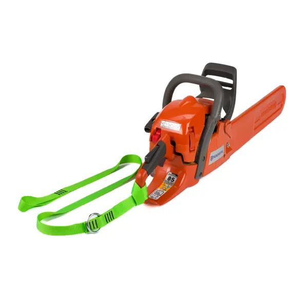 Plochý závěsný popruh NLG Lanyard na řetězovou pilu s nosností 10 kg – nylon, zelená, 1300×25 mm