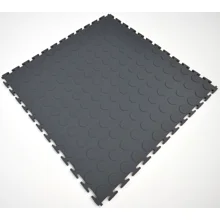 Podlahová dlaždice Ecotile PVC – profilovaná kolečka, tmavě šedá, 500×500×7 mm