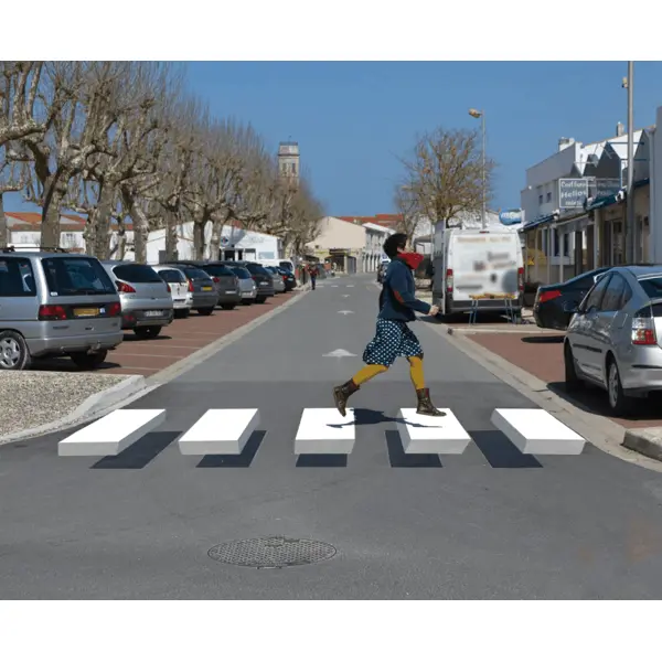 Předformovaný 3D přechod pro chodce – termoplast, bílá, 5 pruhů